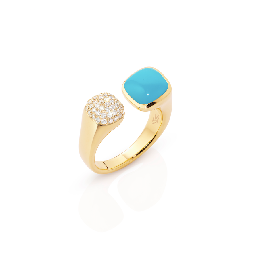 Anna Pavé (Turquoise) Yellow Gold